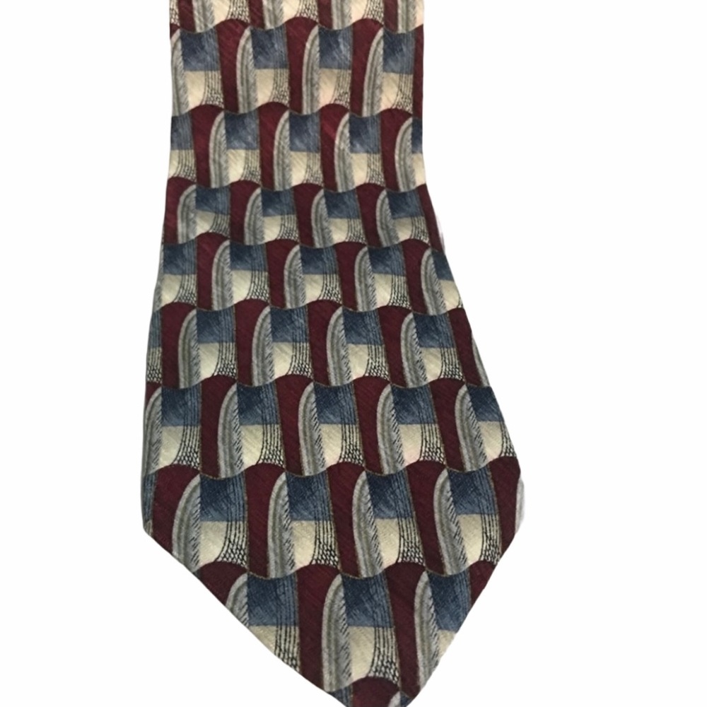 Neck Tie Pierre Cardin Gray Red Blue Silk